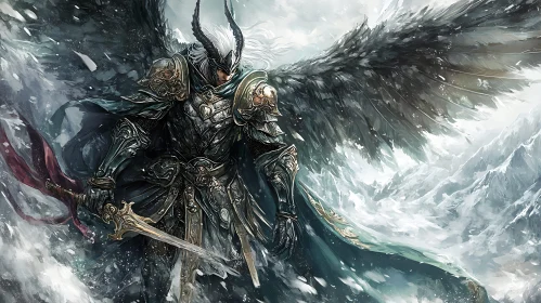 Armored Angel with Sword Digital Painting