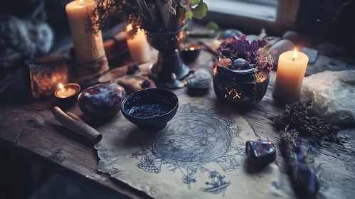 Mystical Still Life with Ritual Elements