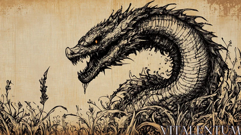 AI ART Dragon in the Grasses