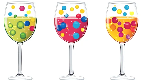 Colorful Spheres in Wine Glasses