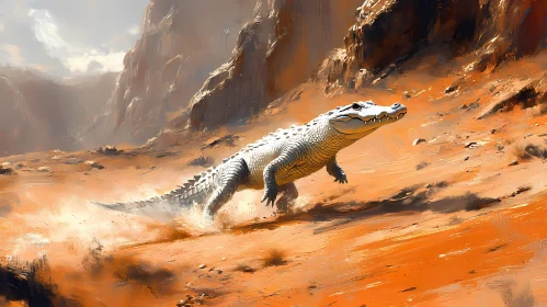 Crocodile in Arid Terrain