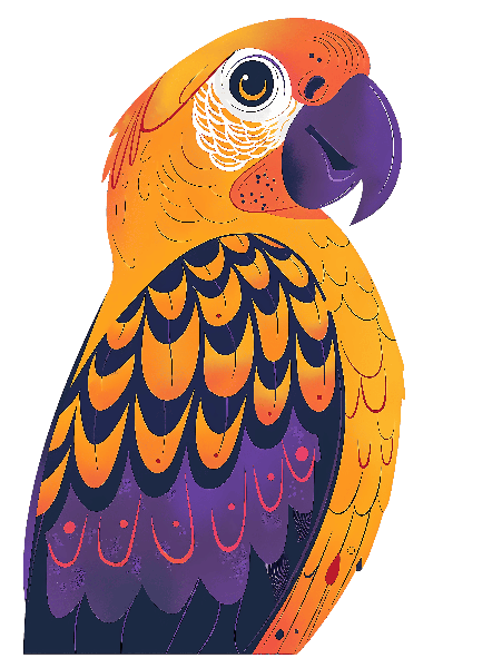 POD Design Vivid Parrot Illustration