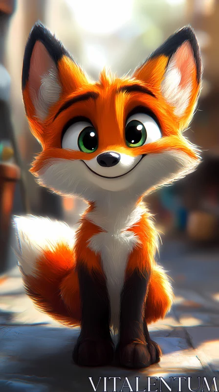 Playful Cartoon Fox Illustration AI Image