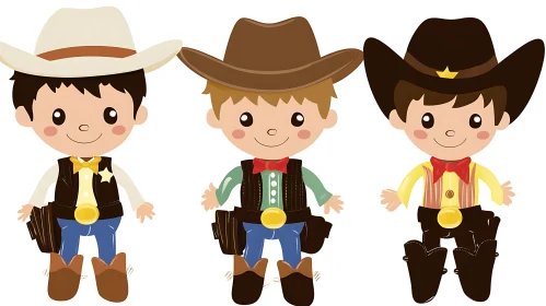 Cartoon Cowboys Trio