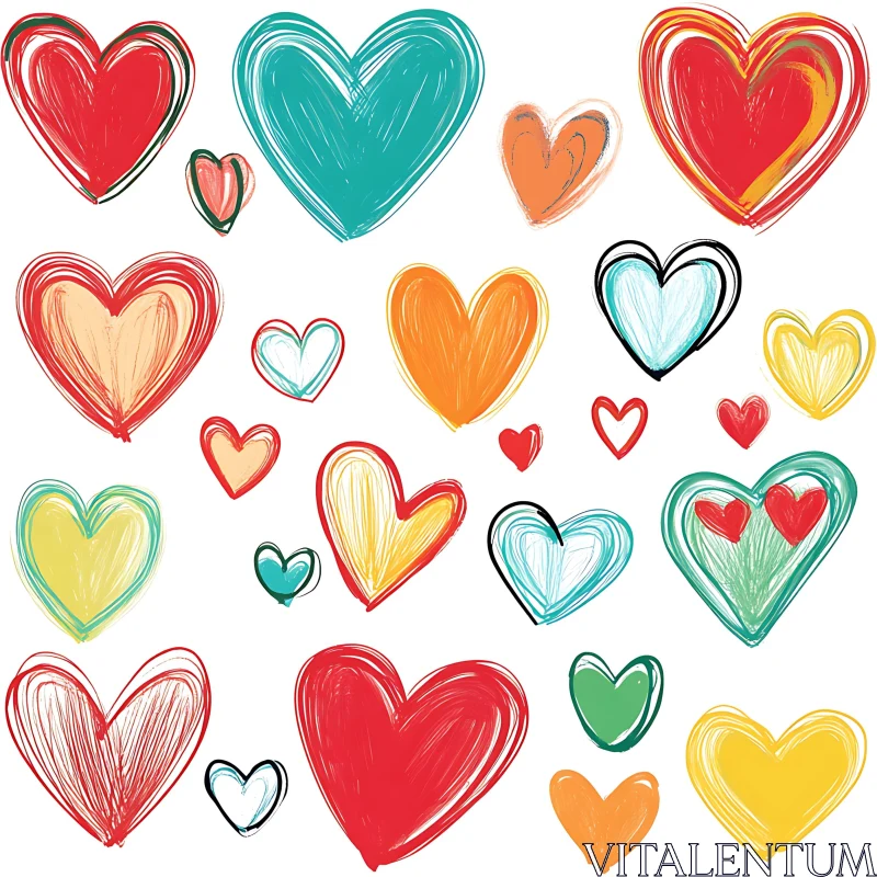 Whimsical Hearts Pattern AI Image