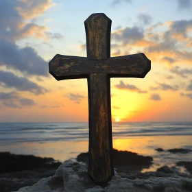 Cross Silhouette at Sunset