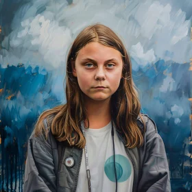 Portrait of Environmental Activist Greta Thunberg