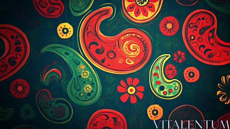 Vintage Inspired Abstract Floral Design AI Image