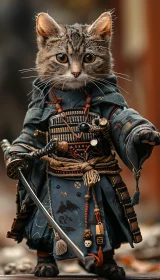 Cat Warrior in Samurai Armor