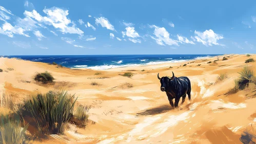 Bull in a Sandy Desert