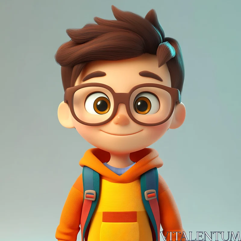 AI ART 3D Cartoon Character: Boy with Backpack