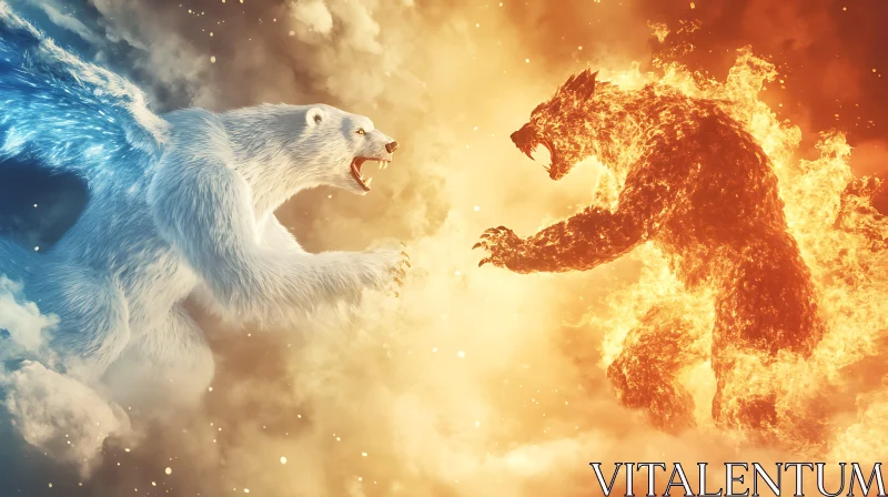 Ice Bear vs Fire Bear in Epic Battle AI Image