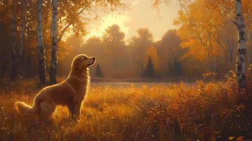 Autumnal Serenity with Golden Retriever