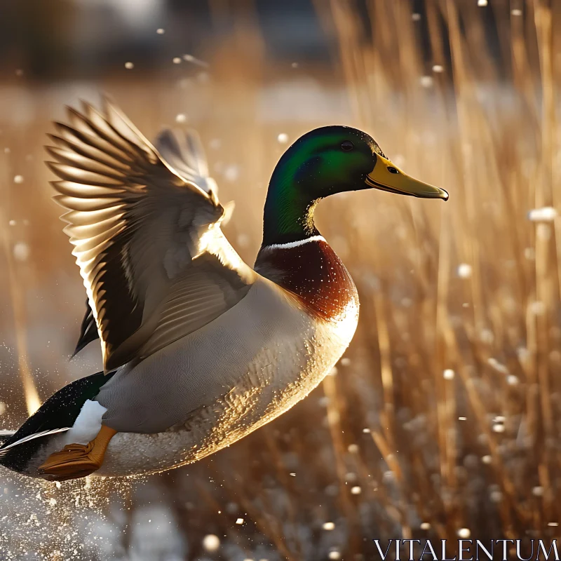 Duck Taking Flight AI Image