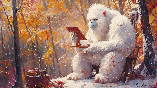 Artistic Yeti in Snowy Woods