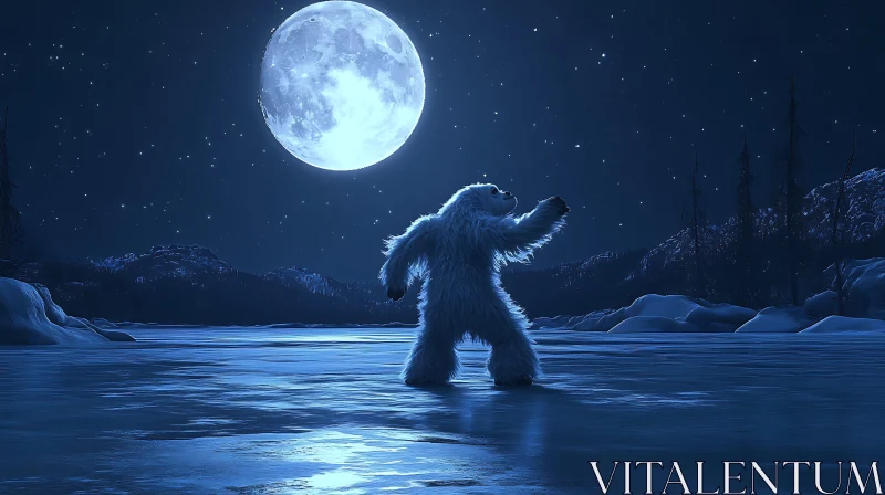 Abominable Snowman Lunar Serenade AI Image