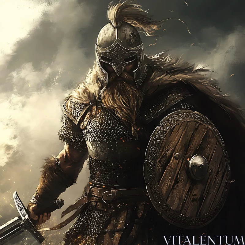 AI ART Armored Warrior with Sword and Shield