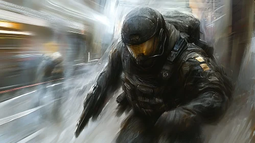 Sci-Fi Warrior Sprinting Artwork