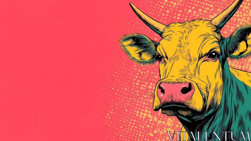 Colorful Graphic Cow Art AI Image