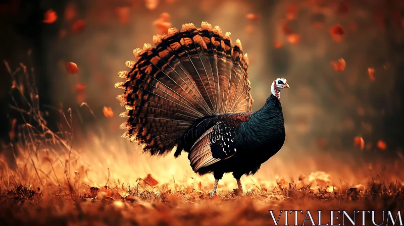 Majestic Turkey Portrait in Fall AI Image