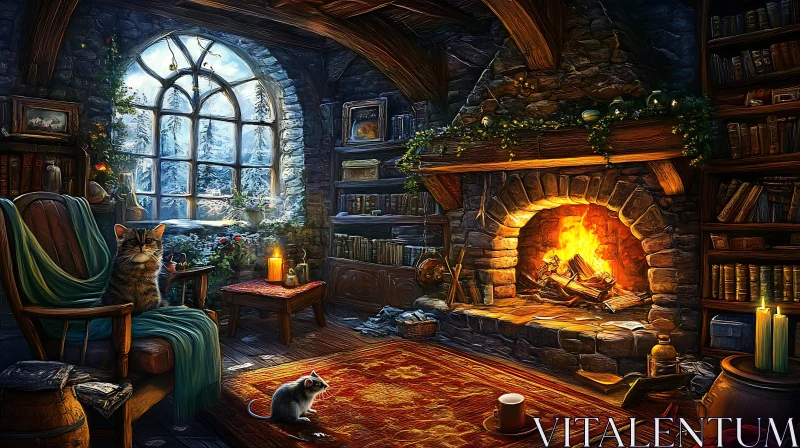 Winter's Warm Embrace: A Cozy Room Scene AI Image