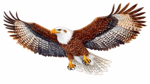 Detailed Illustration of a Flying Eagle