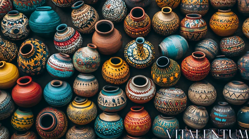 AI ART Collection of Colorful Earthenware Pottery