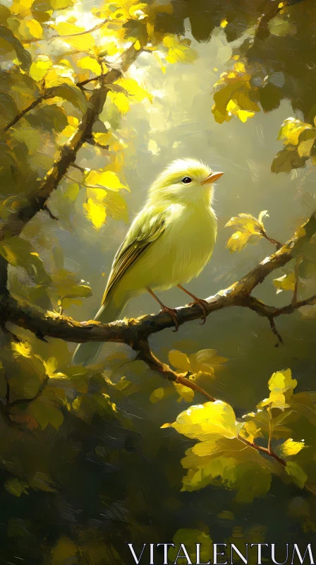 Golden Bird in Sunlight AI Image