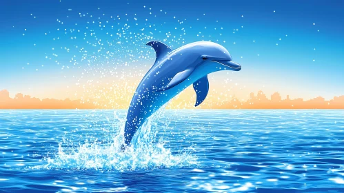 Joyful Dolphin in Vibrant Ocean