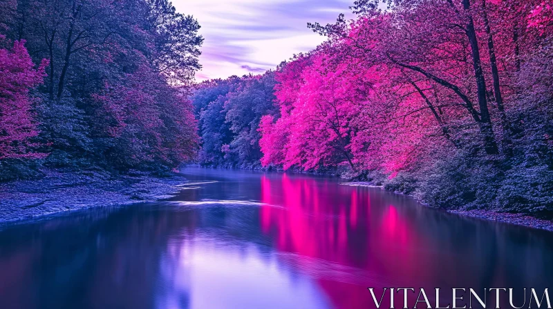 AI ART Serene River and Colorful Trees