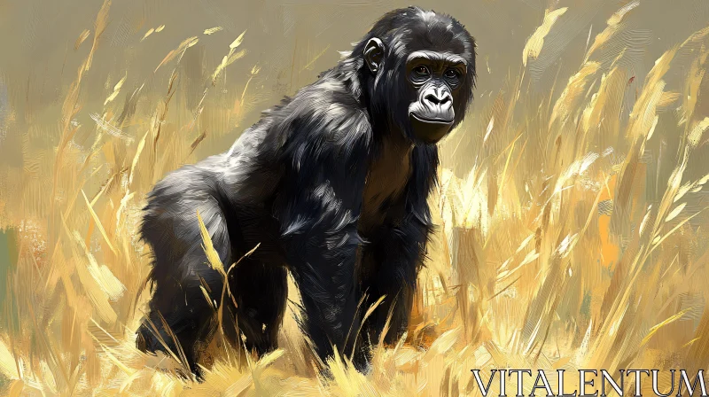 Gorilla in Golden Plains AI Image