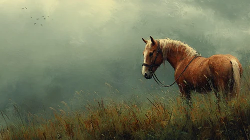 Serene Horse in the Fog