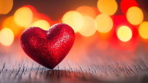 Red Glitter Heart with Bokeh Lights