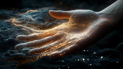 Hand with Glowing Particles