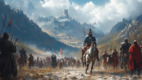 Warriors on Horseback in Mountainous Terrain