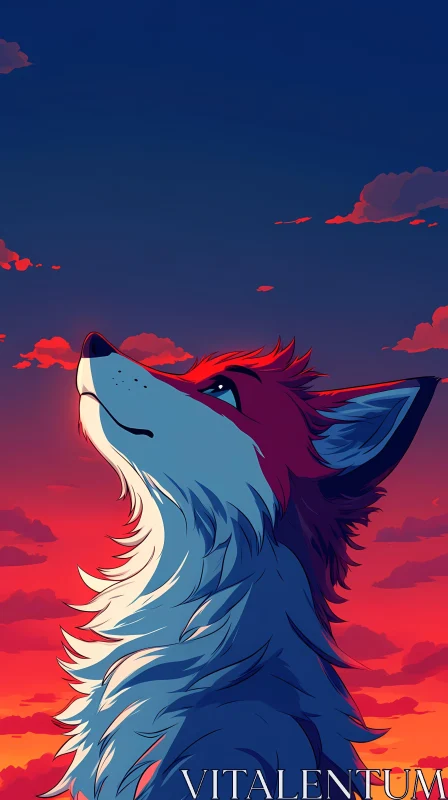 Sunset Fox in Vibrant Colors AI Image