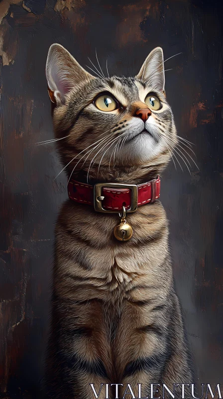 AI ART Majestic Cat with Red Collar