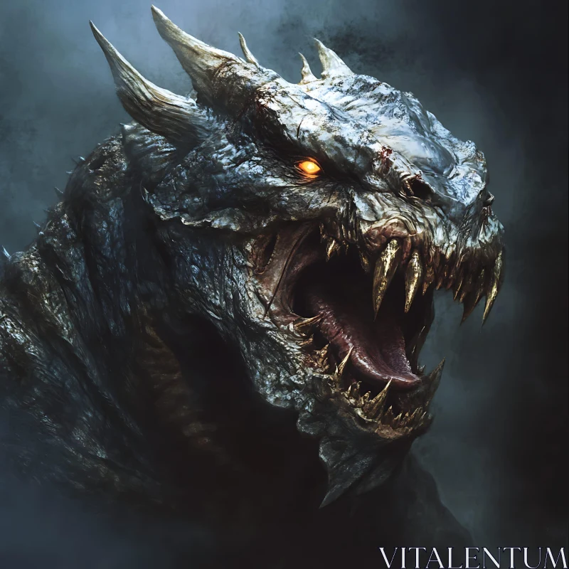 AI ART Dragon with Sharp Teeth and Horns