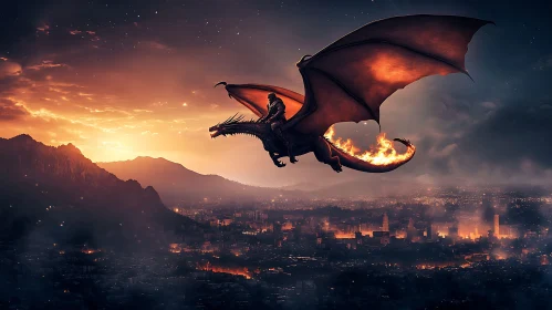 Soaring Dragon Over Urban Landscape