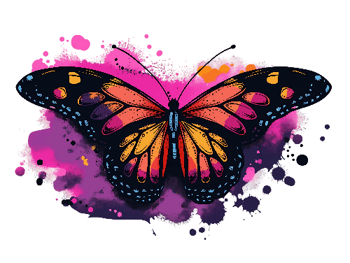 Colorful Gradient Butterfly Digital Illustration POD Design