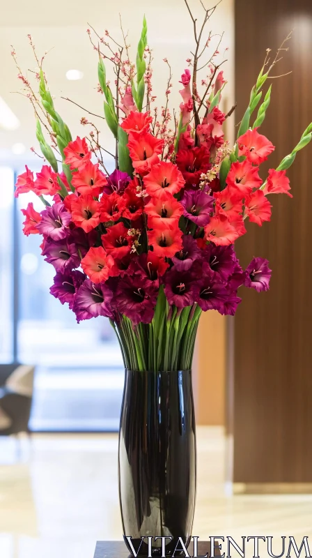 AI ART Luxurious Red and Purple Flower Bouquet