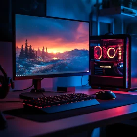 Advanced RGB Lit Desktop Gaming Setup