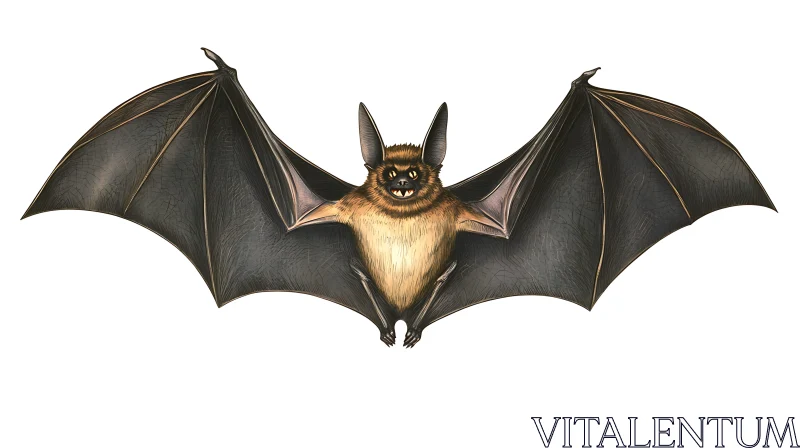 Stylized Bat with Extended Wings Artwork AI Image