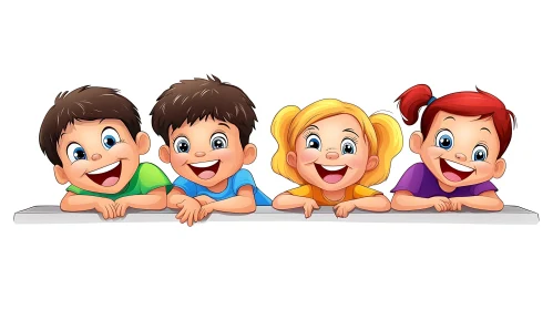 Cheerful Children Cartoon Art