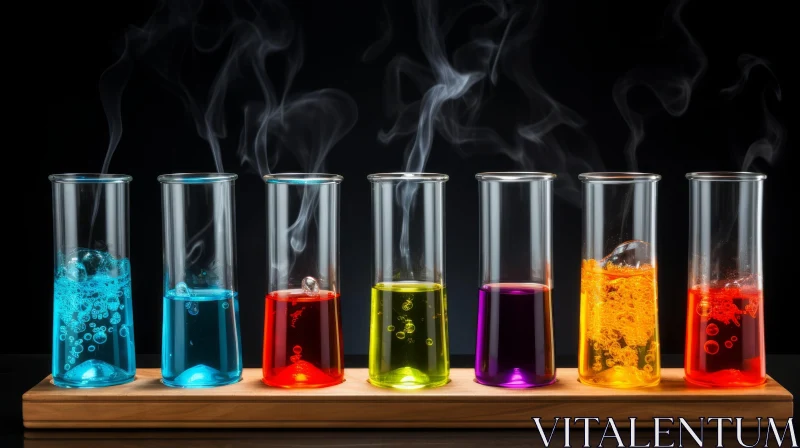 Enchanting Rainbow-Colored Test Tubes: A Vintage-Inspired Still Life AI Image