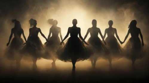 Ethereal Silhouettes of Women Dancers in Baroque Lighting