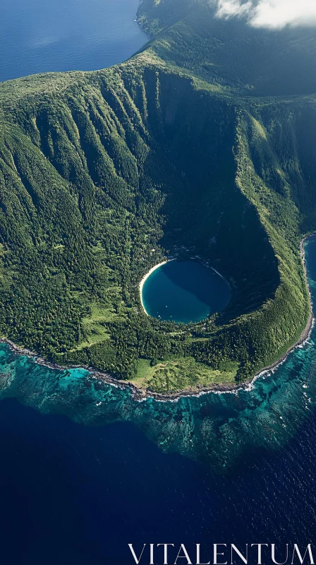 AI ART Stunning Aerial Crater Island