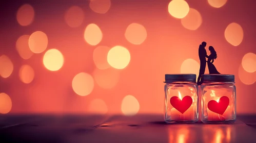 Love in Jars: A Romantic Silhouette Scene