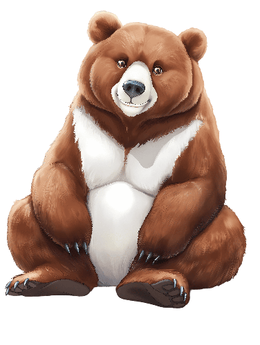 Friendly Brown Bear Cartoon Illustration POD Design