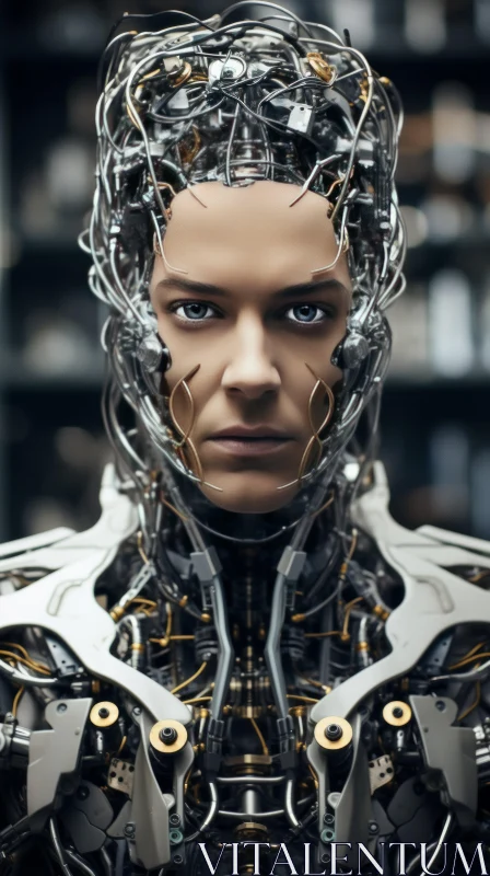 Futuristic Glamour: A Robotic Portrayal of Womanhood AI Image